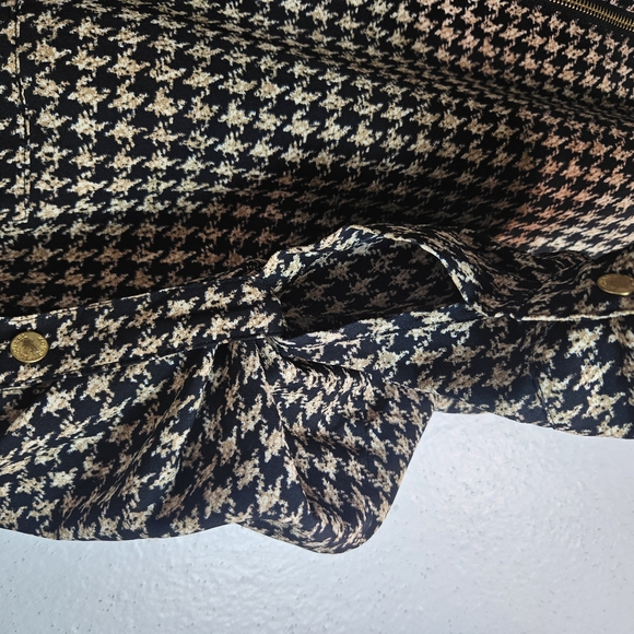 MICHAEL Michael Kors Black and Tan Houndstooth Zip Blouse - Picture 6 of 11
